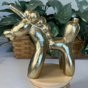 Unicorn Balloon Animal Gold-Tone Metal Figure Paperweight Figurine Pet 4.5"x 4.5